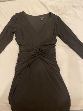 Black ann Taylor sz 6 stretch Ruched Waist V-Neck Women's Dress like Boden